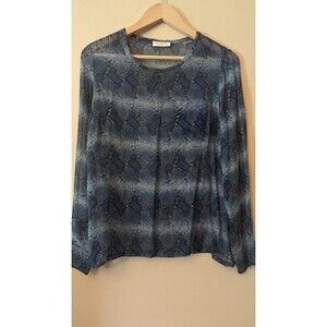 Equipment Silk Python Print Crew Neck Blouse Blue Size Small
